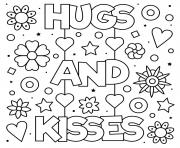 Coloriage fete des meres hugs and kisses fleurs coeurs