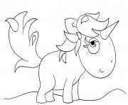 Coloriage kawaii licorne