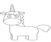 Coloriage cartoon licorne horn