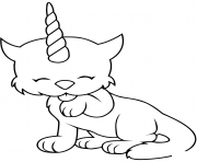 Coloriage chat en mode licorne