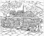 Coloriage ville de paris notre dame de paris librairie ambulante