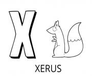 Coloriage lettre x comme xerus