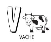 Coloriage lettre v comme vache