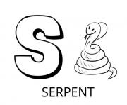 Coloriage lettre s comme serpent