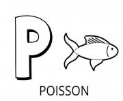 Coloriage lettre p comme poisson