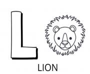 Coloriage lettre l comme lion