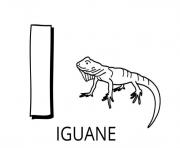 Coloriage lettre i comme iguane