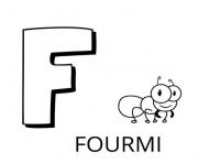 Coloriage lettre f comme fourmi