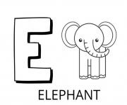 Coloriage lettre e comme elephant