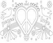 Coloriage paix et amour symboles