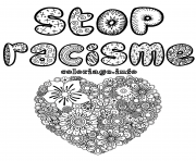 Coloriage stop racisme adulte coeur mandala