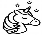 Coloriage licorne emoji kawaii etoiles