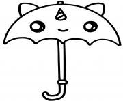 Coloriage parapluie kawaii licorne