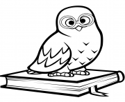 Coloriage hibou polaire assis sur un livre