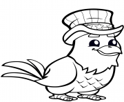 Coloriage aigle avec chapeau haut de forme