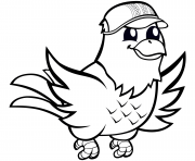 Coloriage aigle avec casquette de baseball