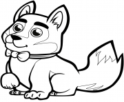 Coloriage mignon bebe husky avec un noeud papillon