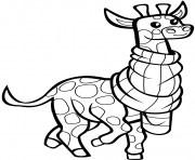 Coloriage girafe avec foulard