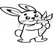 Coloriage mignon petit lapin avec une carotte