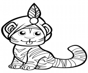 Coloriage tigre mignon en turban