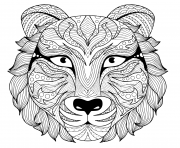 Coloriage tattoo tigre zentangle adulte avec yeux colore