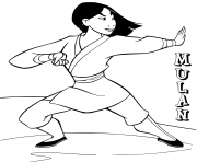 Coloriage Mulan entrainement pour la guerre contre les Huns