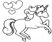 Coloriage coeurs et licorne pour princesse alicorne