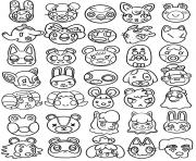 Coloriage animal crossing kawaii cute head