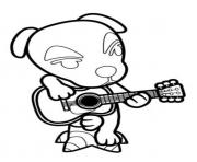 Coloriage animal crossing dog with leaf guitar