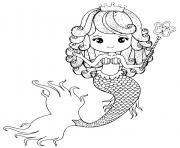 Coloriage Princesse sirene avec une baguette et une couronne