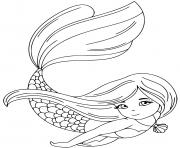 Coloriage La princesse sirene nageant sous l'eau