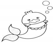 Coloriage Adorable canard de mer en mode sirene