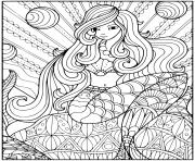 Coloriage Une charmante sirene avec de nombreux motifs