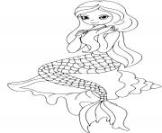 Coloriage Une jolie sirene qui se brosse les cheveux