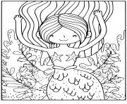 Coloriage Une jolie sirene qui fait du yoga pour le plaisir