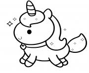 Coloriage licorne kawaii au galop