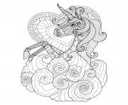 Coloriage licorne mandala coeur zentangle pour adulte