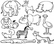 Coloriage tous les animaux sauvages en une image