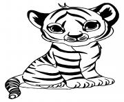 Coloriage un bebe tigre felin avec fourrure jaune rayee de noir