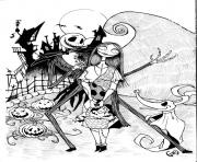 Coloriage jack skellington with sally