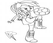 Coloriage Equestria Girls Rainbow Dash Playing Football