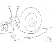 Coloriage escargot maternelle cp1 avec une fleur