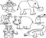 Coloriage animaux sauvages mignons pour enfants