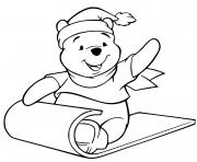 Coloriage winnie glisse sur la neige