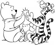 Coloriage tigre fou Tigger Too joue avec Winnie