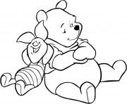 Coloriage winnie et porcinet se repose apres une longue activite de sport