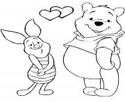 Coloriage winnie ourson et porcinet petit cochon rose timide