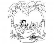 Coloriage lilo and stich en vacances avec de la musique