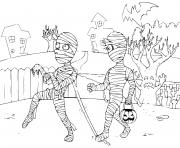 Coloriage momie zombie halloween