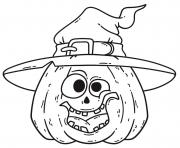 Coloriage chapeau et citrouille amusante pour Halloween